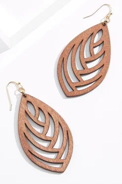 Cato Cutout Wood Leaf Earrings> Earrings
