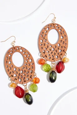 Cato Cutout Wood Shaky Bead Earrings> Earrings