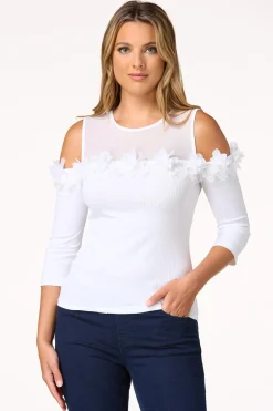 Cato 3d Floral Cold Shoulder Top> Tops