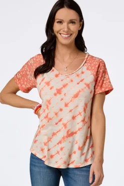 Cato Dyed Floral Braided Trim Top> Tops