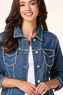 Cato Embellished Denim Jacket><noscript><img width=
