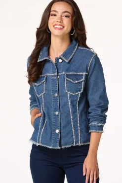 Cato Embellished Denim Jacket><noscript><img width=