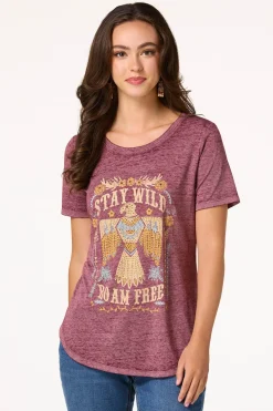 Cato Embellished Stay Wild Tee> Tops