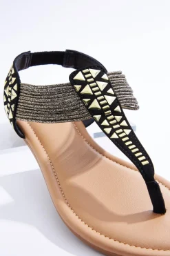 Cato Embellished Stretch Thong Sandals><noscript><img width=
