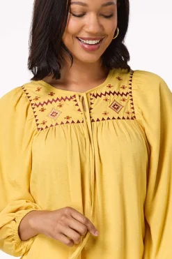 Cato Embroidered Aztec Poet Top><noscript><img width=