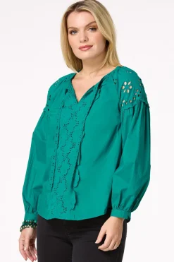 Cato Embroidered Balloon Sleeve Top> Tops