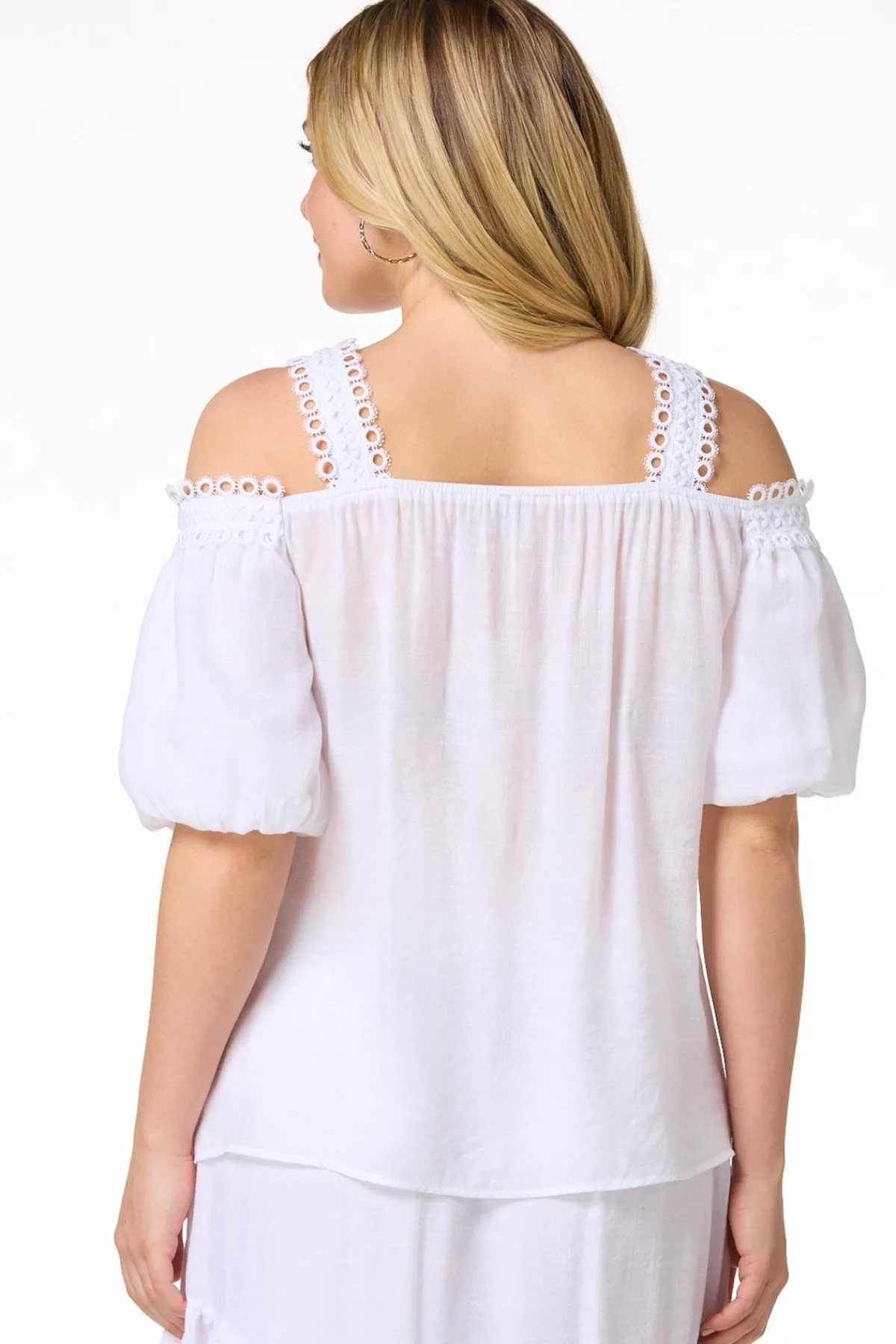 Cato Embroidered Cold Shoulder Top> Tops