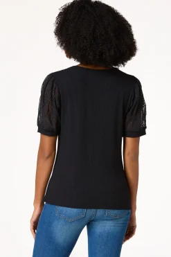 Cato Embroidered Eyelet Sleeve Top> Tops