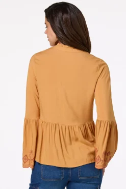 Cato Embroidered Flare Sleeve Top> Tops