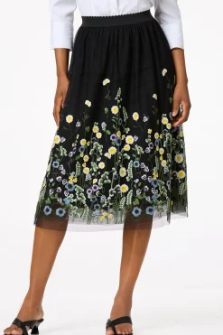 Cato Embroidered Mesh Skirt><noscript><img width=