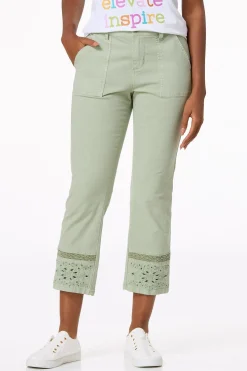 Cato Embroidered Twill Ankle Pants> Pants