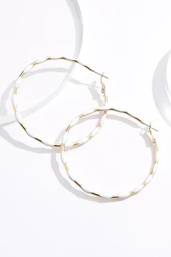 Cato Enamel White Bubble Hoop Earrings> Earrings