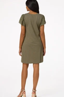 Cato Eyelet Flutter Sleeve Dress> Dresses