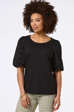 Cato Eyelet Puff Sleeve Top> Tops