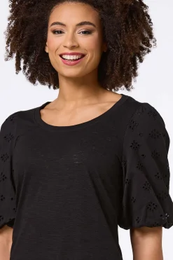 Cato Eyelet Puff Sleeve Top><noscript><img width=