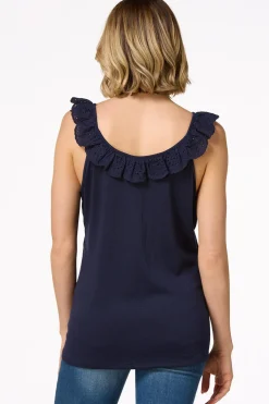 Cato Eyelet Ruffle Tank> Tops