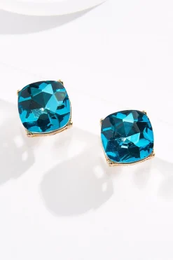 Cato Faceted Square Button Earrings> Earrings