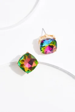 Cato Faceted Square Button Earrings> Earrings