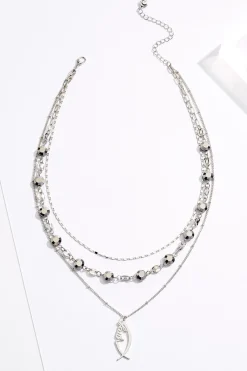 Cato Faith Fish Pendant Layered Necklace> Inspirational|Necklaces