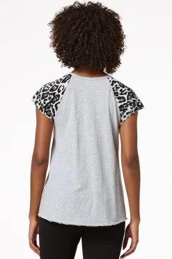 Cato Faith Leopard Sleeve Tee> Tops