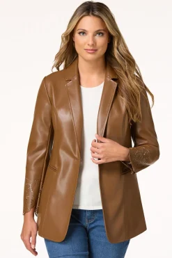 Cato Faux Leather Laser Cut Blazer> Jackets & Vests