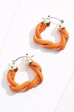 Cato Faux Leather Metal Twist Hoop Earrings> Earrings