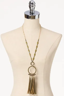 Cato Faux Leather Wrapped Tassel Necklace> Necklaces