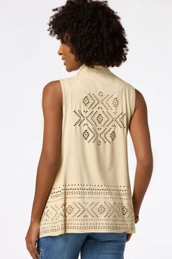 Cato Faux Suede Laser Cut Vest> Tops
