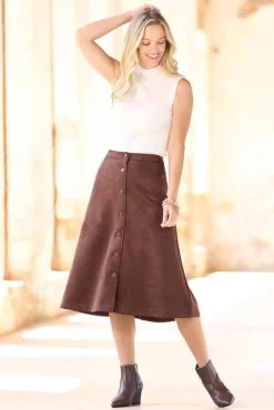 Cato Faux Suede Midi Skirt> Skirts