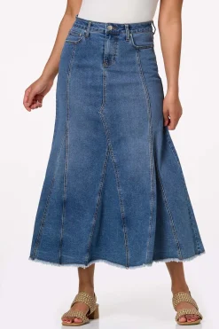 Cato Fit And Flare Denim Maxi Skirt> Skirts|Jeans