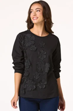 Cato Floral Applique Sweatshirt><noscript><img width=