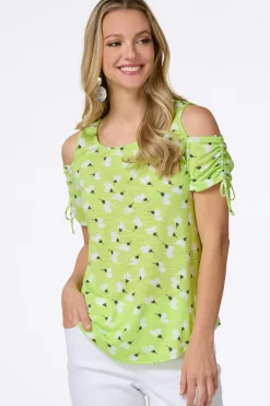 Cato Floral Breeze Cold Shoulder Top> Tops