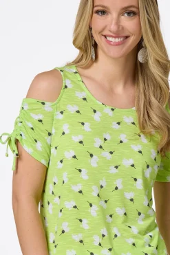 Cato Floral Breeze Cold Shoulder Top><noscript><img width=