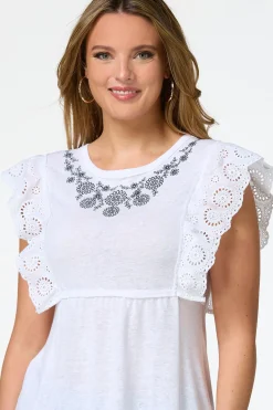 Cato Floral Embroidered Babydoll Top><noscript><img width=