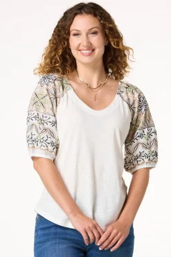 Cato Floral Embroidered Balloon Sleeve Top><noscript><img width=
