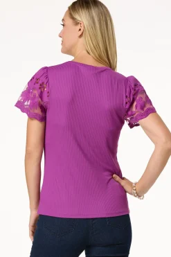 Cato Floral Embroidered Yoke Top> Tops