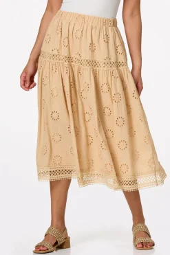 Cato Floral Eyelet Embroidered Skirt> Skirts