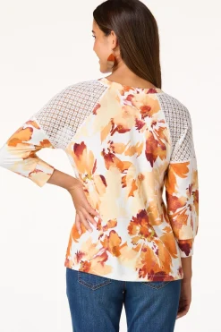 Cato Floral Lace Shoulder Top> Tops