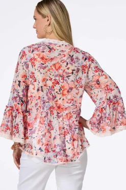 Cato Floral Lace Trim Kimono> Tops