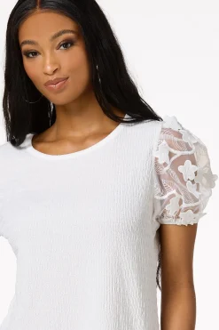 Cato Floral Mesh Sleeve Top><noscript><img width=