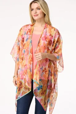 Cato Floral Metallic Kimono> Cover Ups|Tops