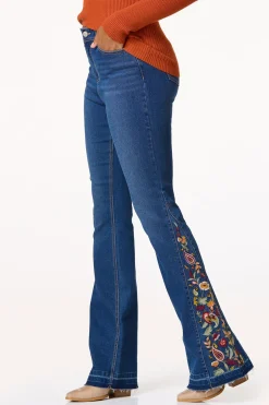 Cato Floral Paisley Embroidered Jeans><noscript><img width=
