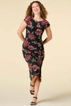 Cato Floral Ruched Midi Dress> Dresses