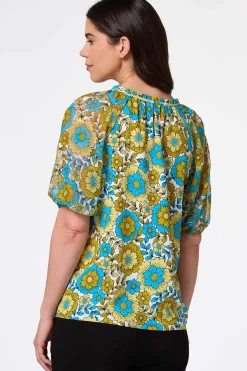 Cato Floral Sheer Sleeve Top> Tops