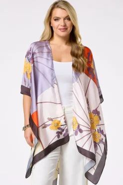 Cato Floral Silky Kimono> Cover Ups|Tops