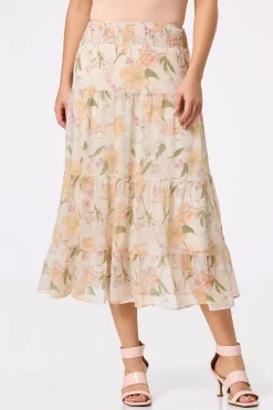 Cato Floral Sketch Crepe Skirt> Skirts