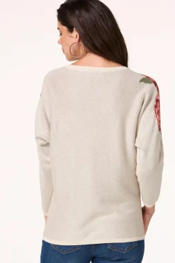 Cato Floral Sleeve Sweater> Sweaters