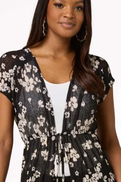Cato Floral Tie Front Cardigan><noscript><img width=