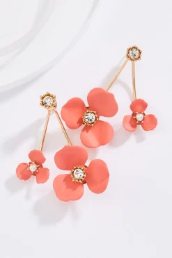 Cato Flower Front Back Post Earrings> Earrings
