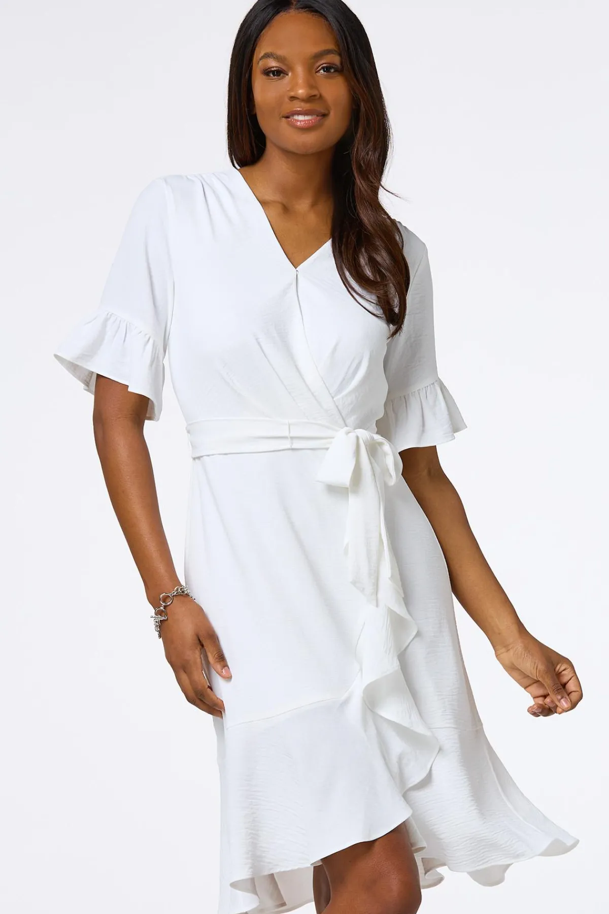 Cato Flowy Ruffled Wrap Dress> Dresses